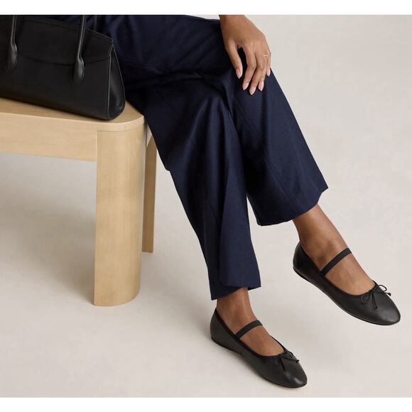 Quince Shoes - Quince Italian Leather Mary-Jane Ballet Flat Black Shoes Women's US 8